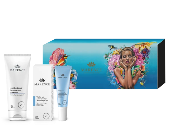Dāvanu komplekts sejai „Moisturizing collection”: acu gels un sejas krēms, MARENCE