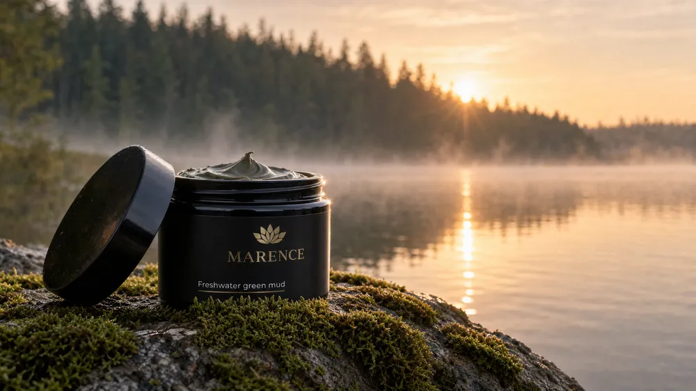 A jar of MARENCE freshwater green mud